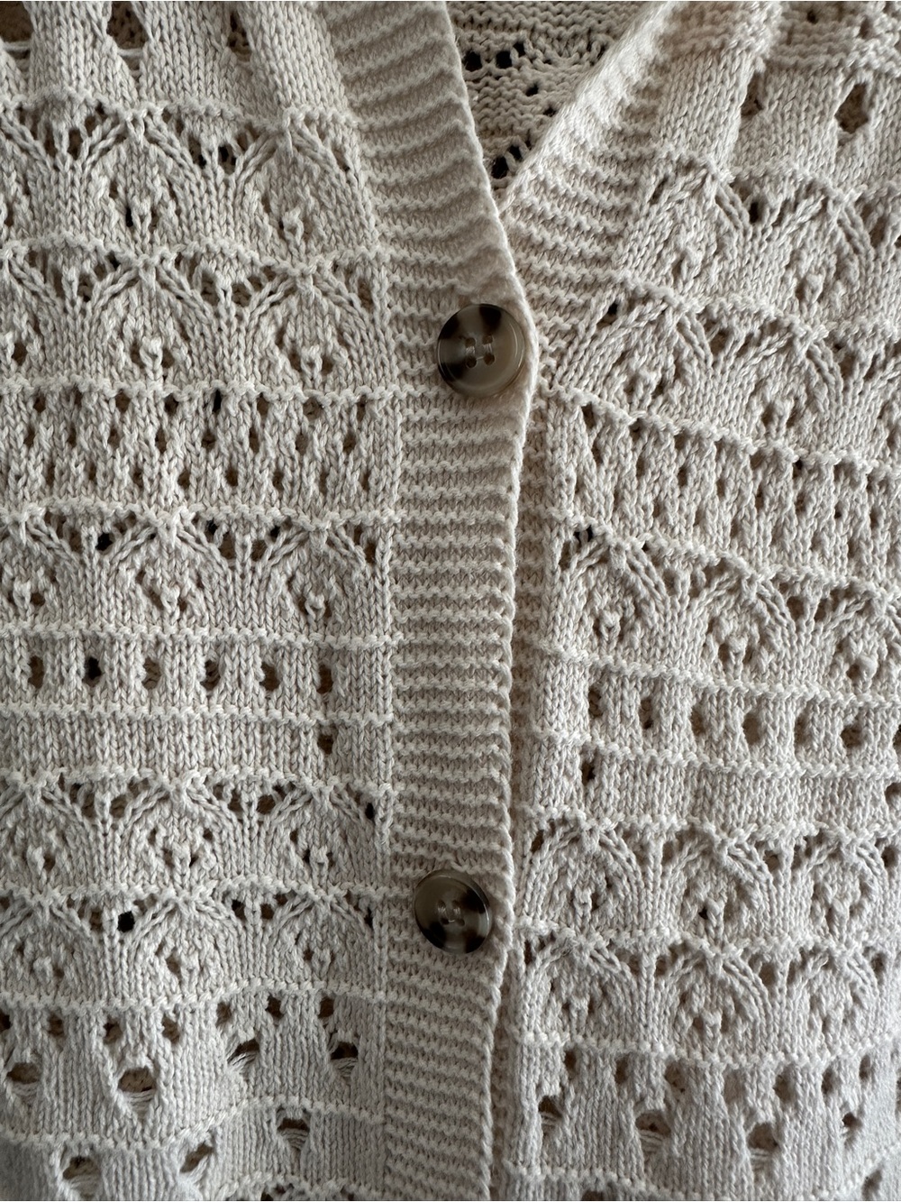 Jessica Simpson Crochet Knit Button Front Sweater Top Ivory Medium Boho - Picture 3 of 11